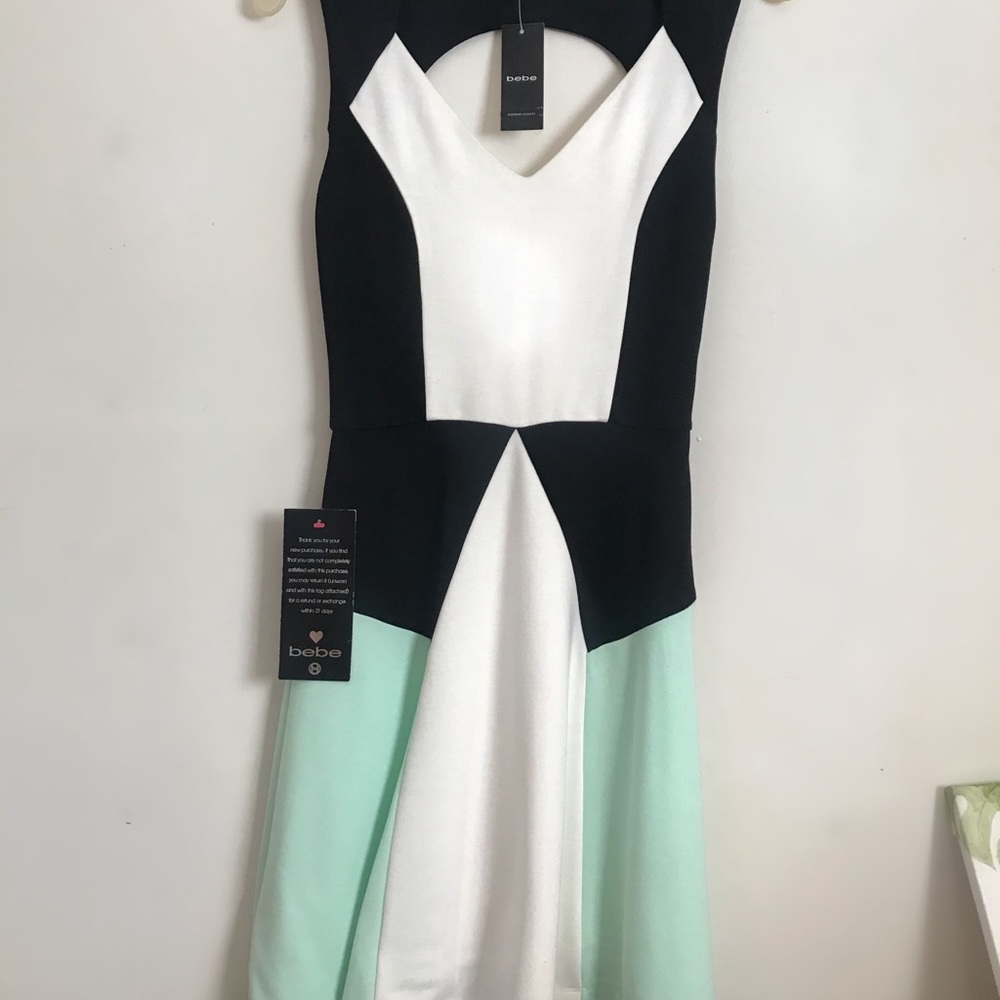 Bebe XS Color block Fit and Flare Dress NWT